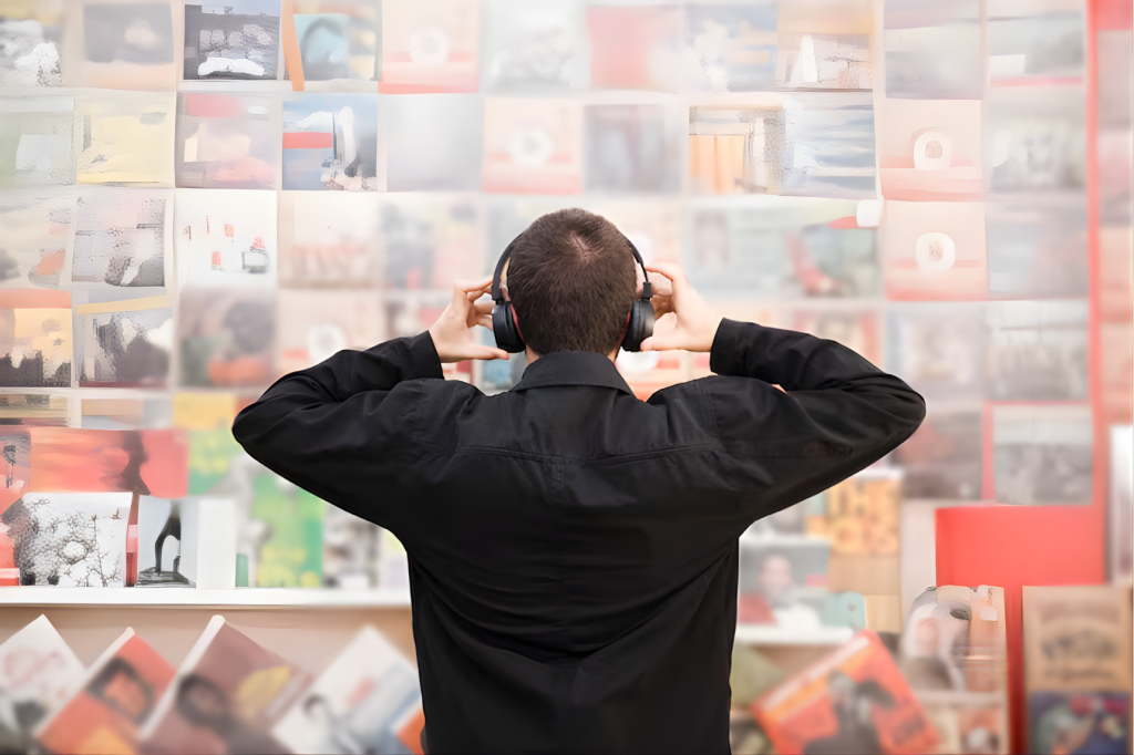 Artist celebrating an album release on stage